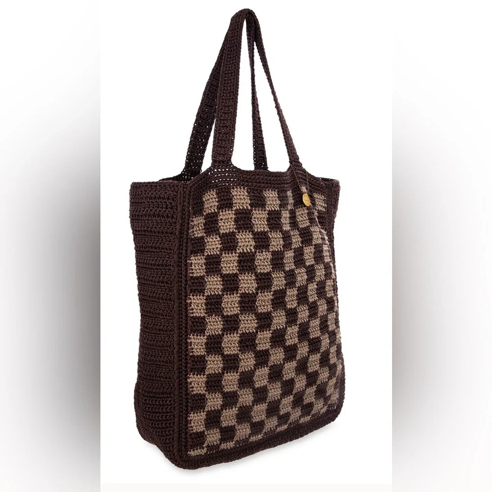 The Sak | Crochet Chocolate Brown Checker “Lanie” Market Tote 🤎 ♻️ - Picture 6 of 12